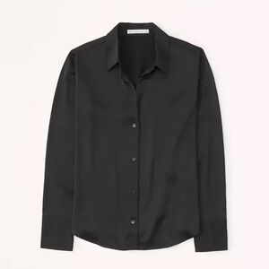 Abercrombie & Fitch Black Satin Button-Up